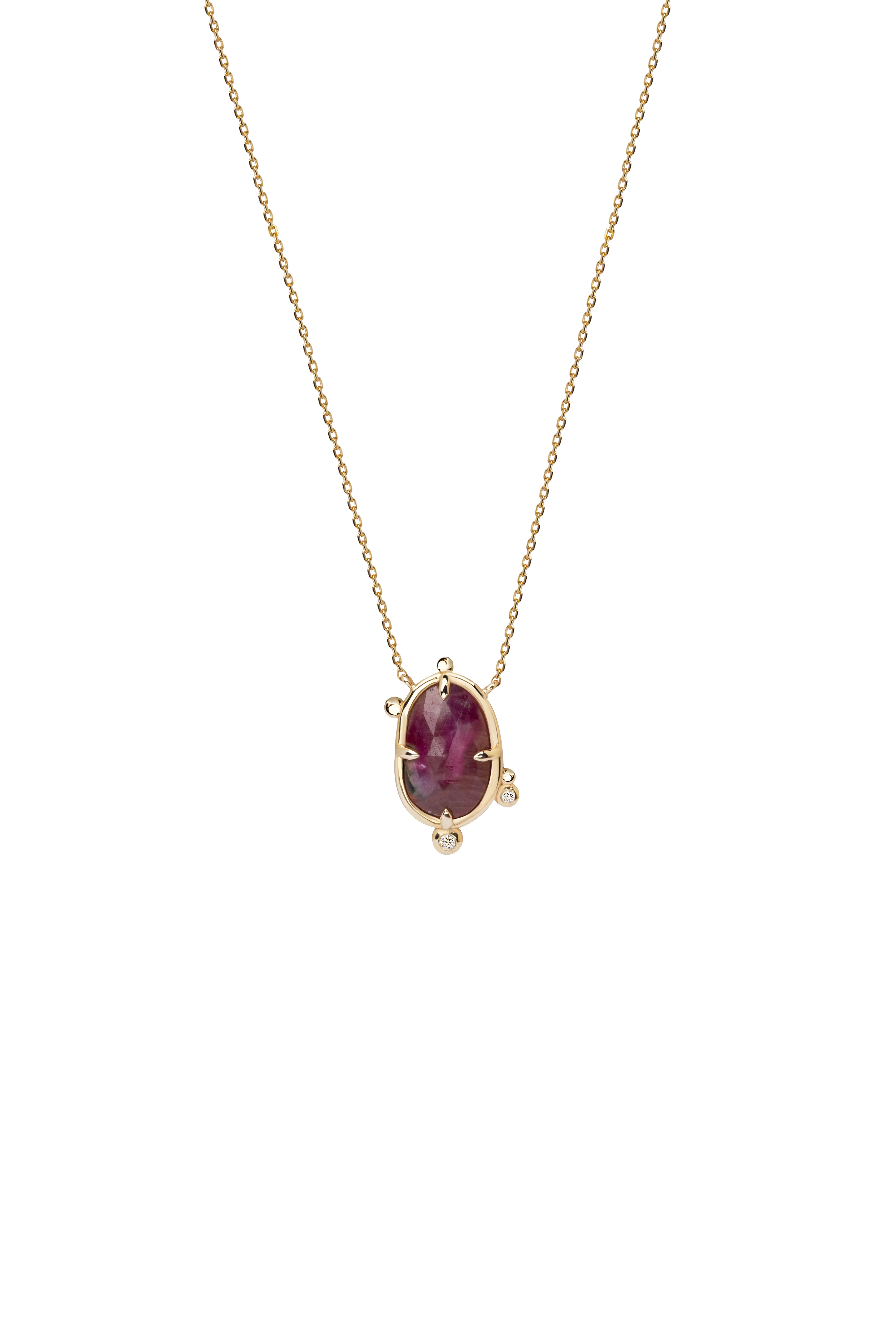 Burning Softly - Ruby Gold Necklace with Diamonds