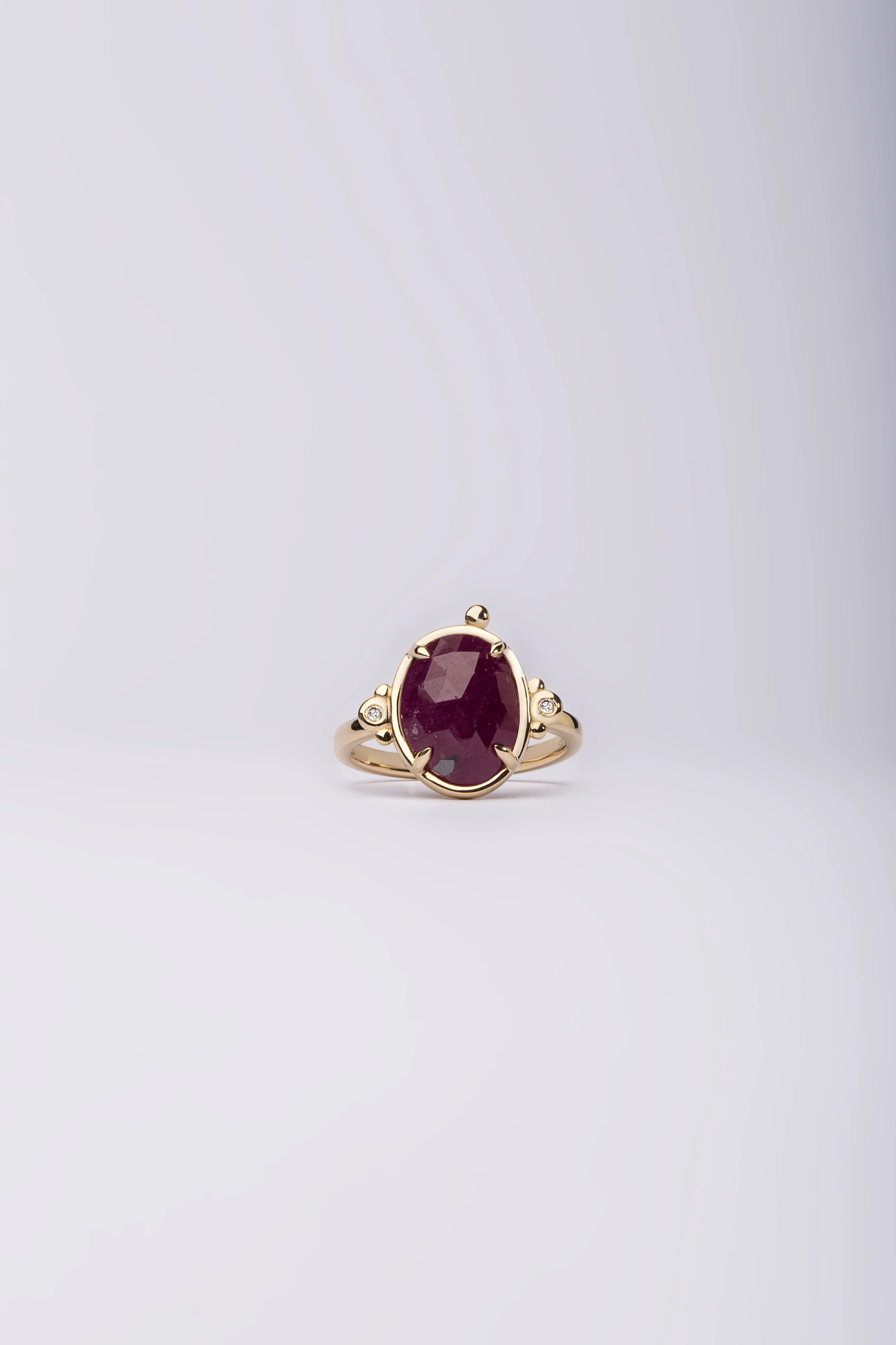Red Aura– 14K Gold Ring with Ruby & Diamonds - Image 2