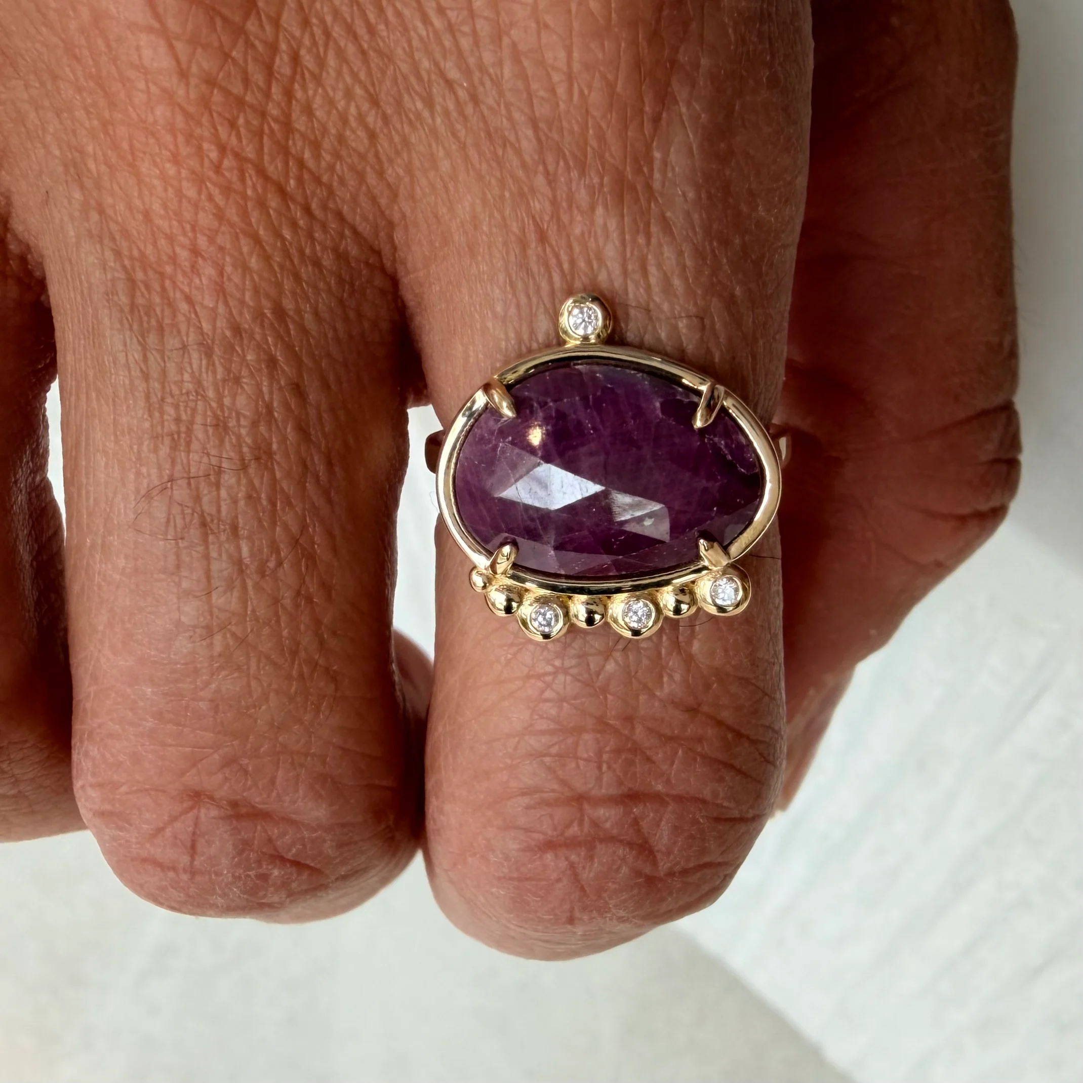 Ruby Pulse – 14K Gold Ring with Ruby & Diamonds - Image 2