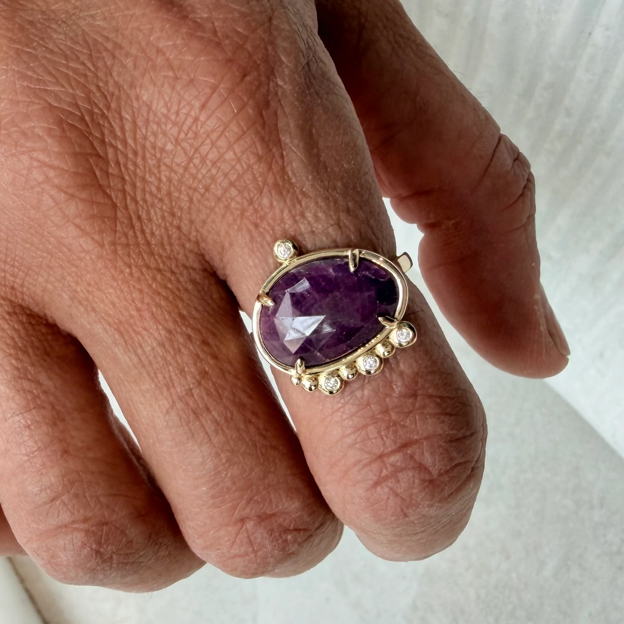 Ruby Pulse – 14K Gold Ring with Ruby & Diamonds - Image 3