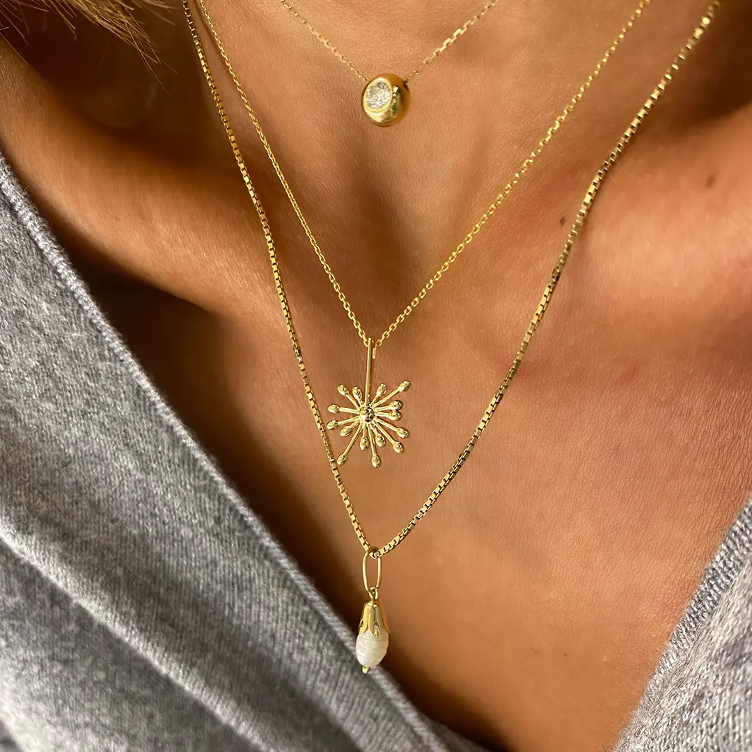14K Gold Dandelion Necklace - Image 2