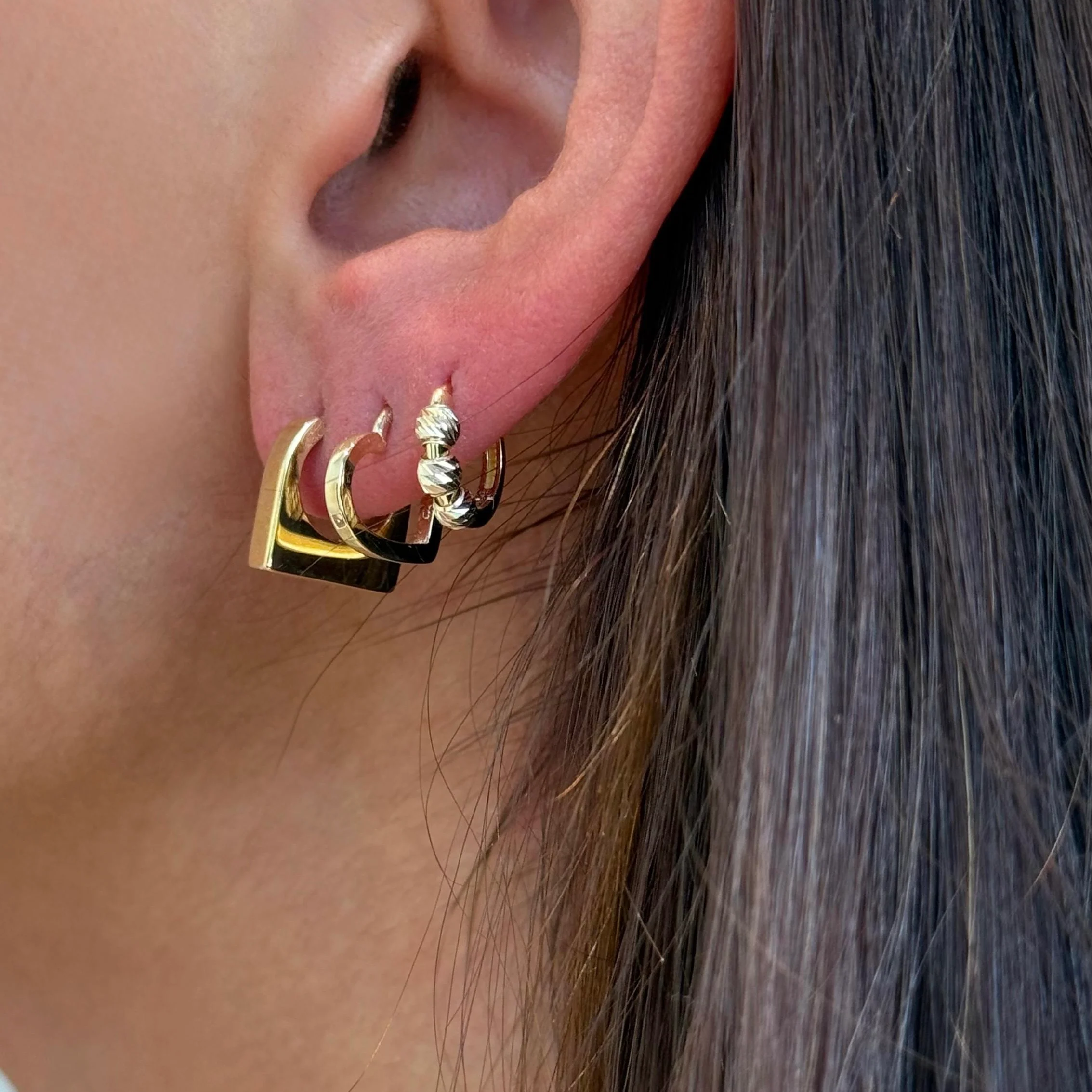 9K Gold Heart shaped Hoops - Image 2