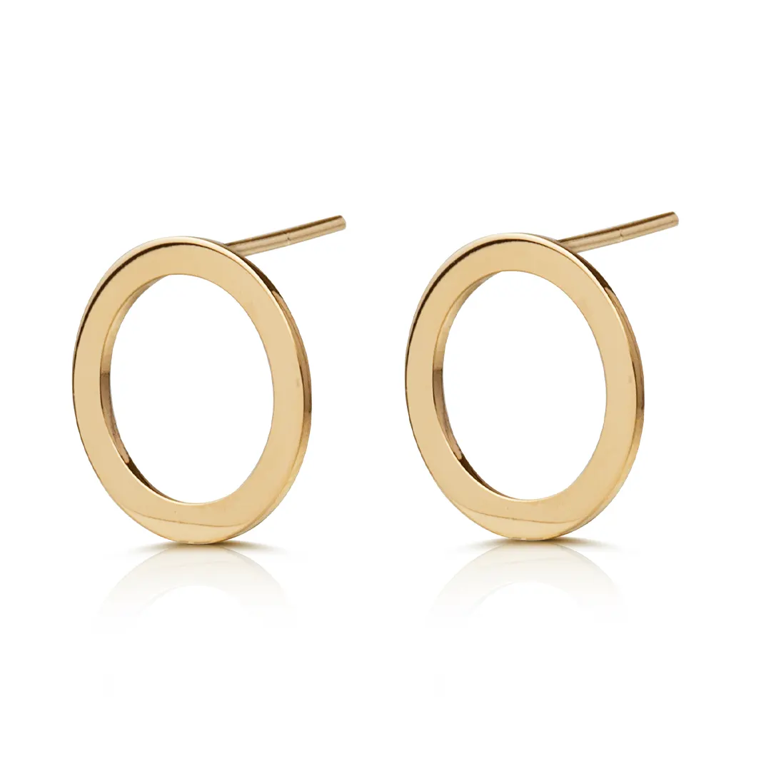 14K Gold Small Circle Earrings - Image 2