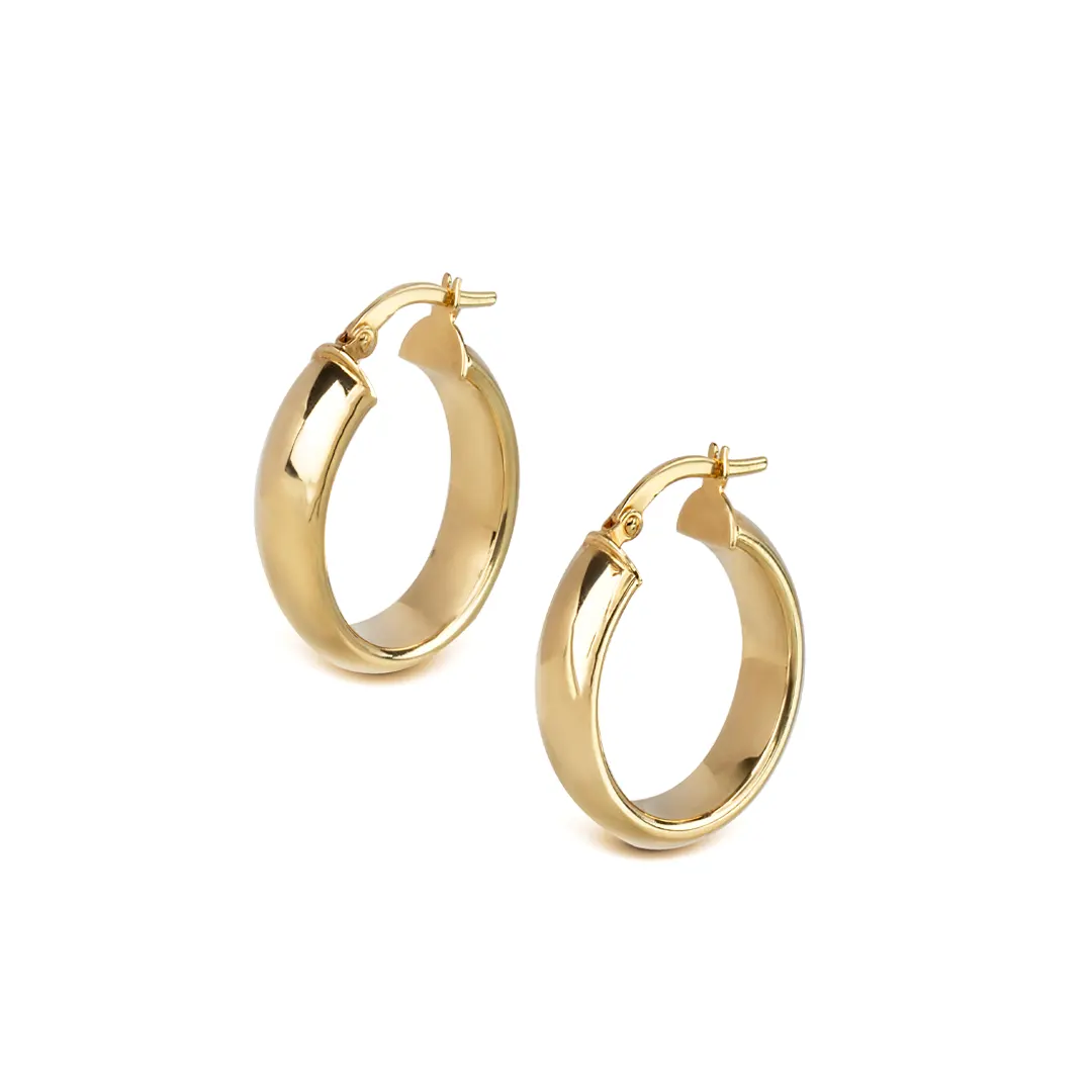 14K Gold thick round hoops - Image 2