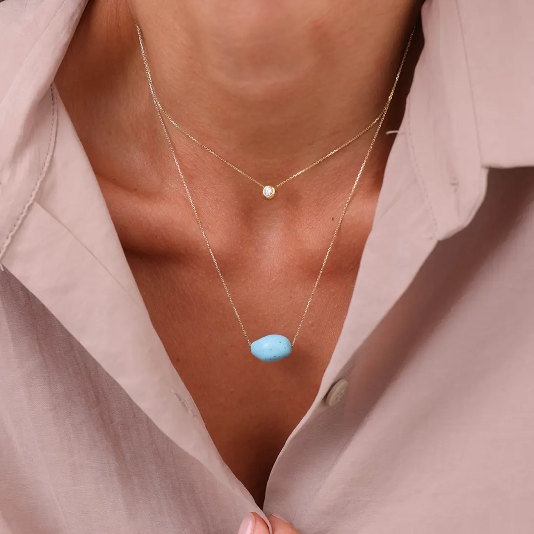 14K Gold Turquoise Necklace - Image 4