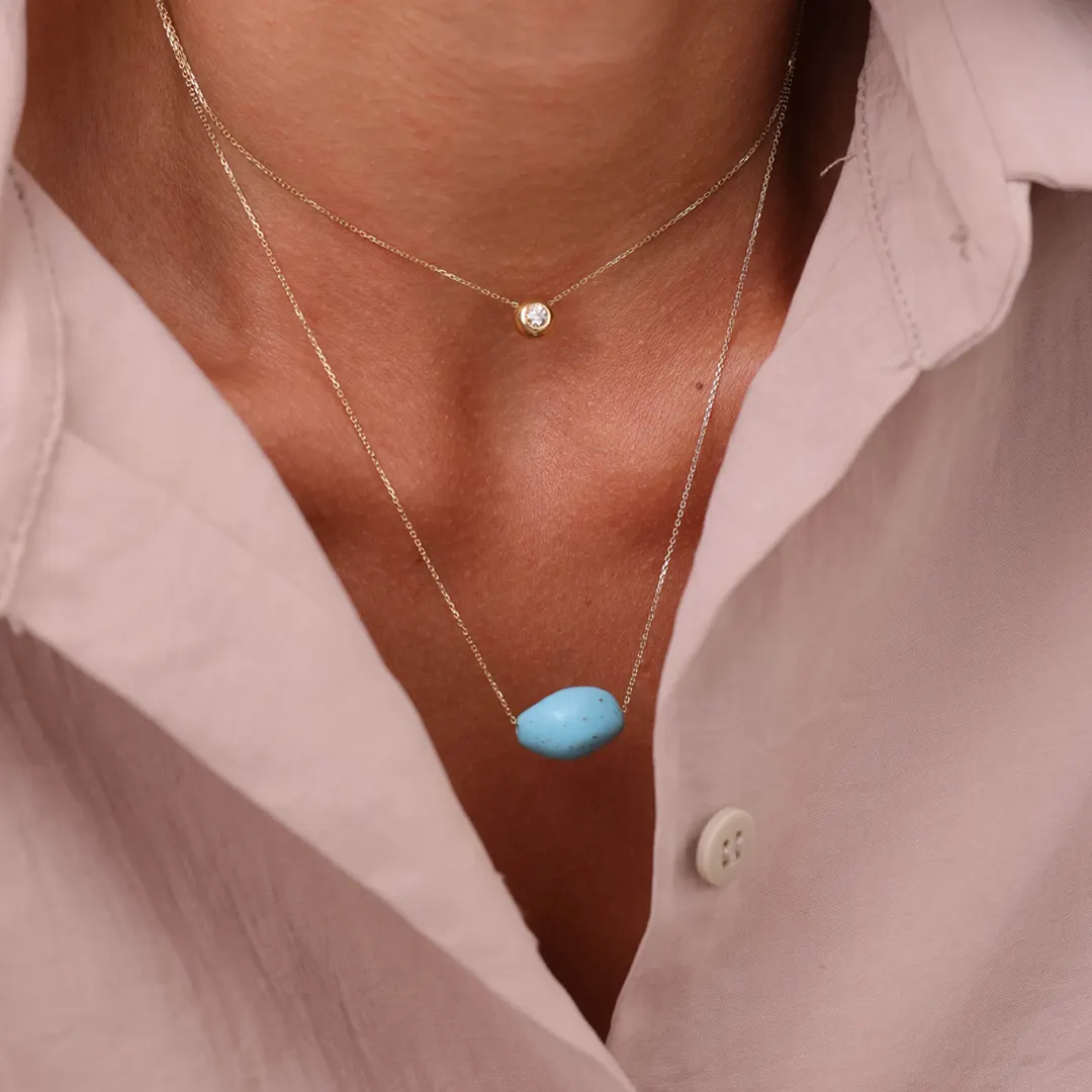 14K Gold Turquoise Necklace - Image 5