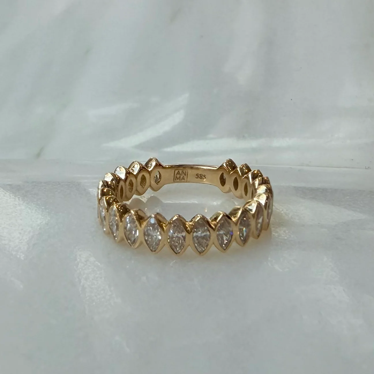 14K Yellow Gold Marquise LAB Diamonds Allover Ring - Image 2