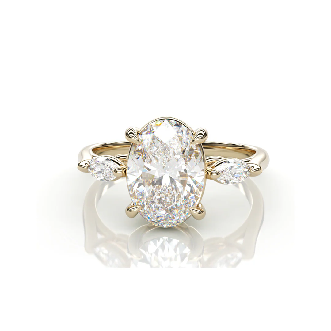 18K Yellow Gold Oval LAB Diamond Ring