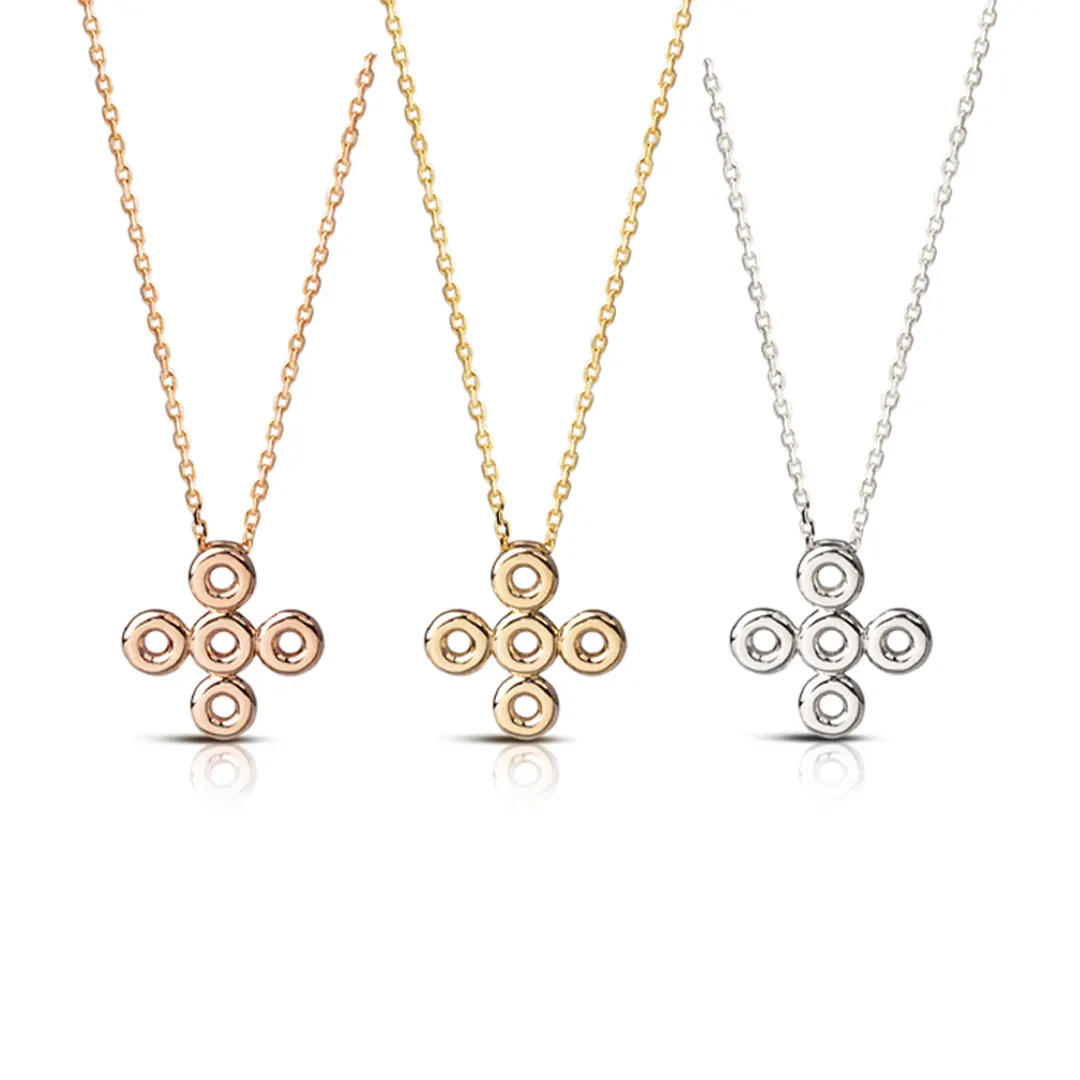5 Circle Gold Cross Pendant - Image 4