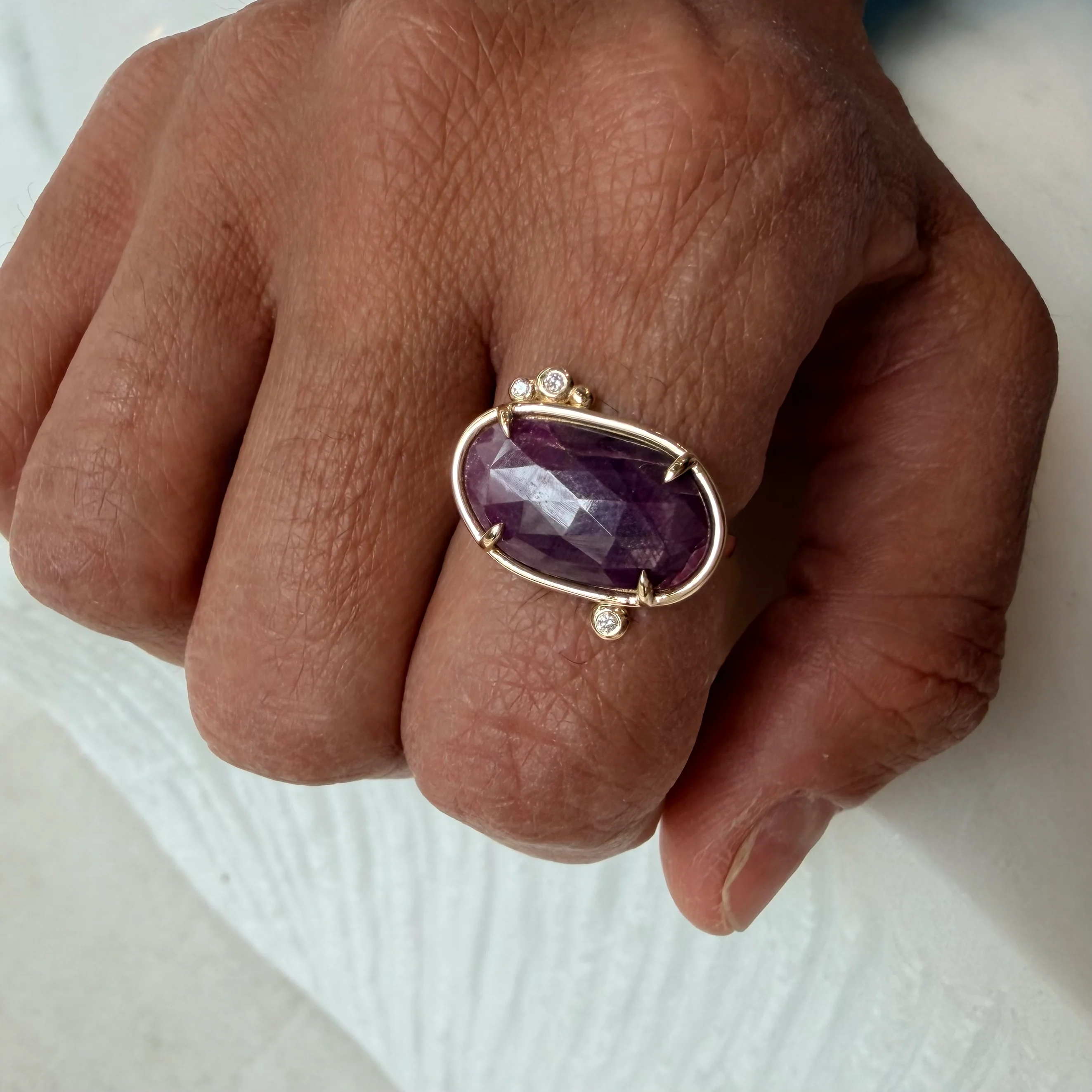 Velvet Oath– 14K Gold Ring with Ruby & Diamonds - Image 2