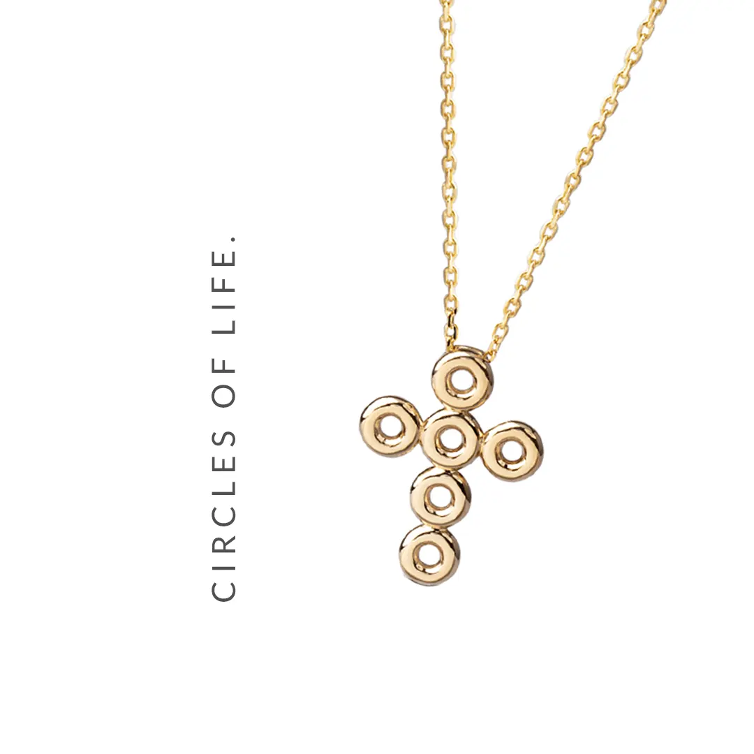 6 Circle Gold Cross Pendant - Image 5