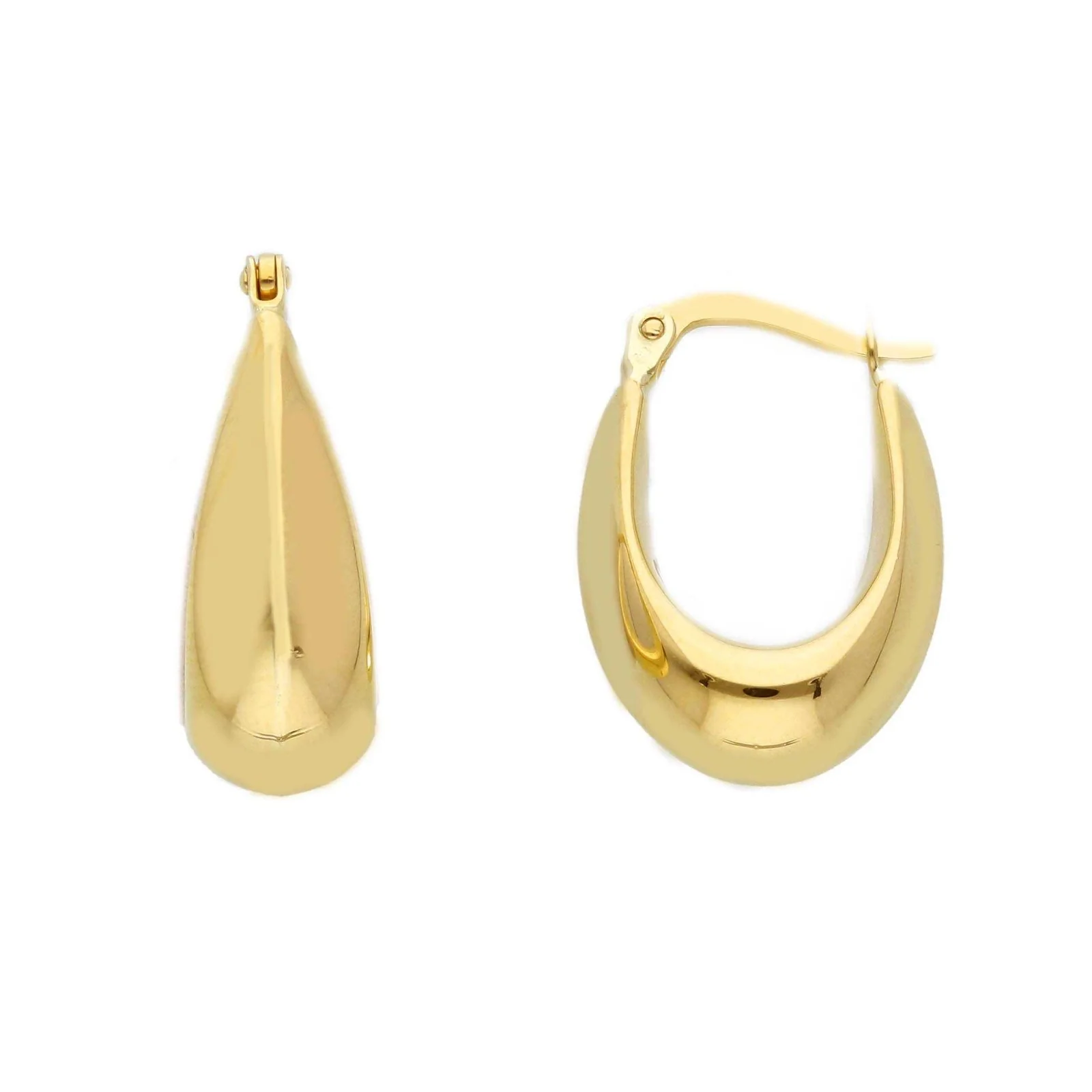 9K Gold Oval Drop Hoops