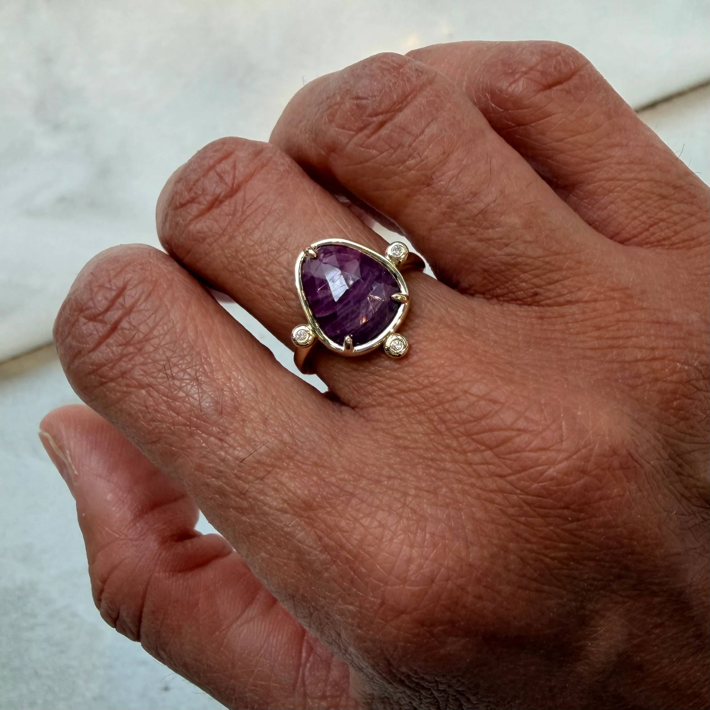 Scarlet Bloom – 14K Gold Ring with Ruby & Diamonds - Image 4