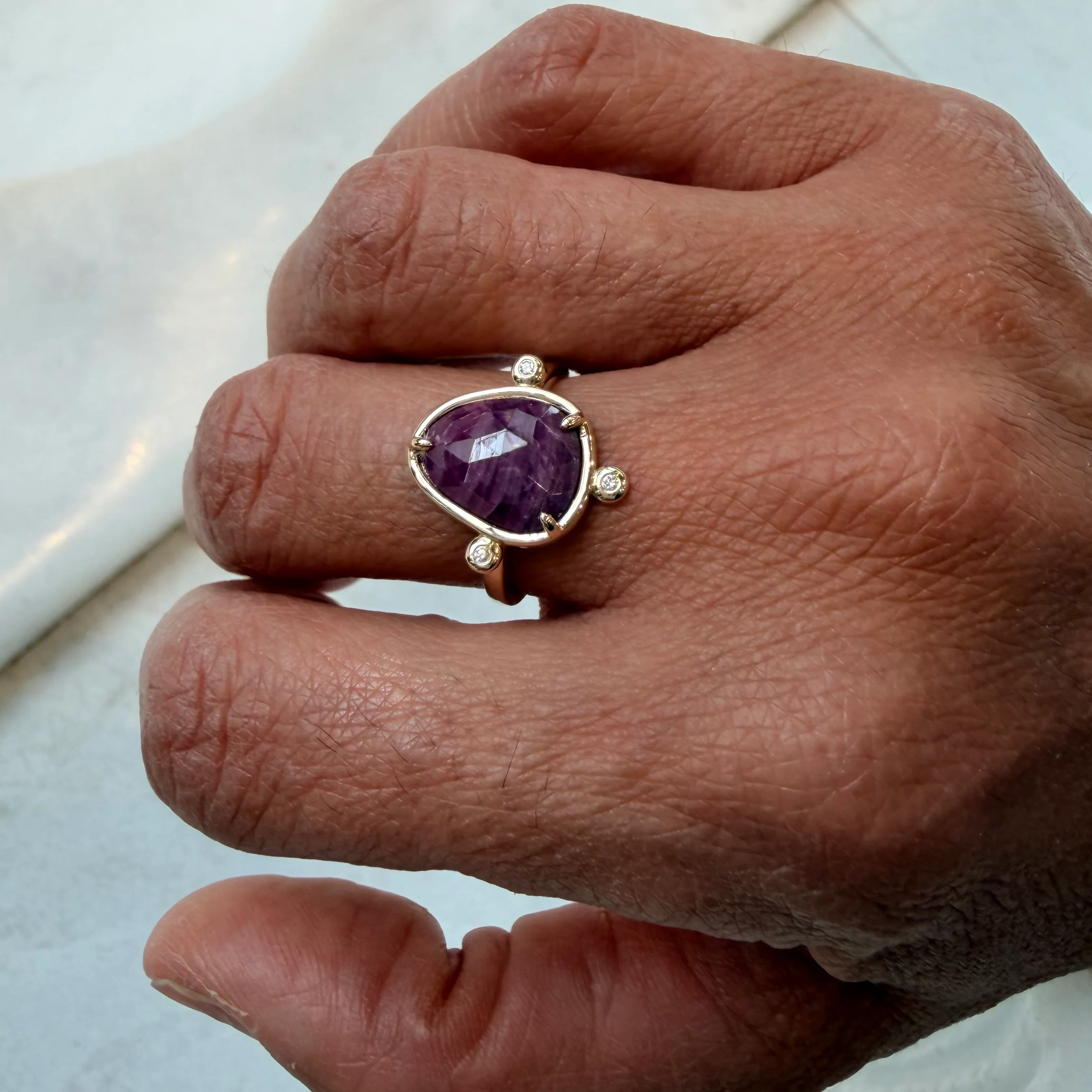 Scarlet Bloom – 14K Gold Ring with Ruby & Diamonds - Image 5