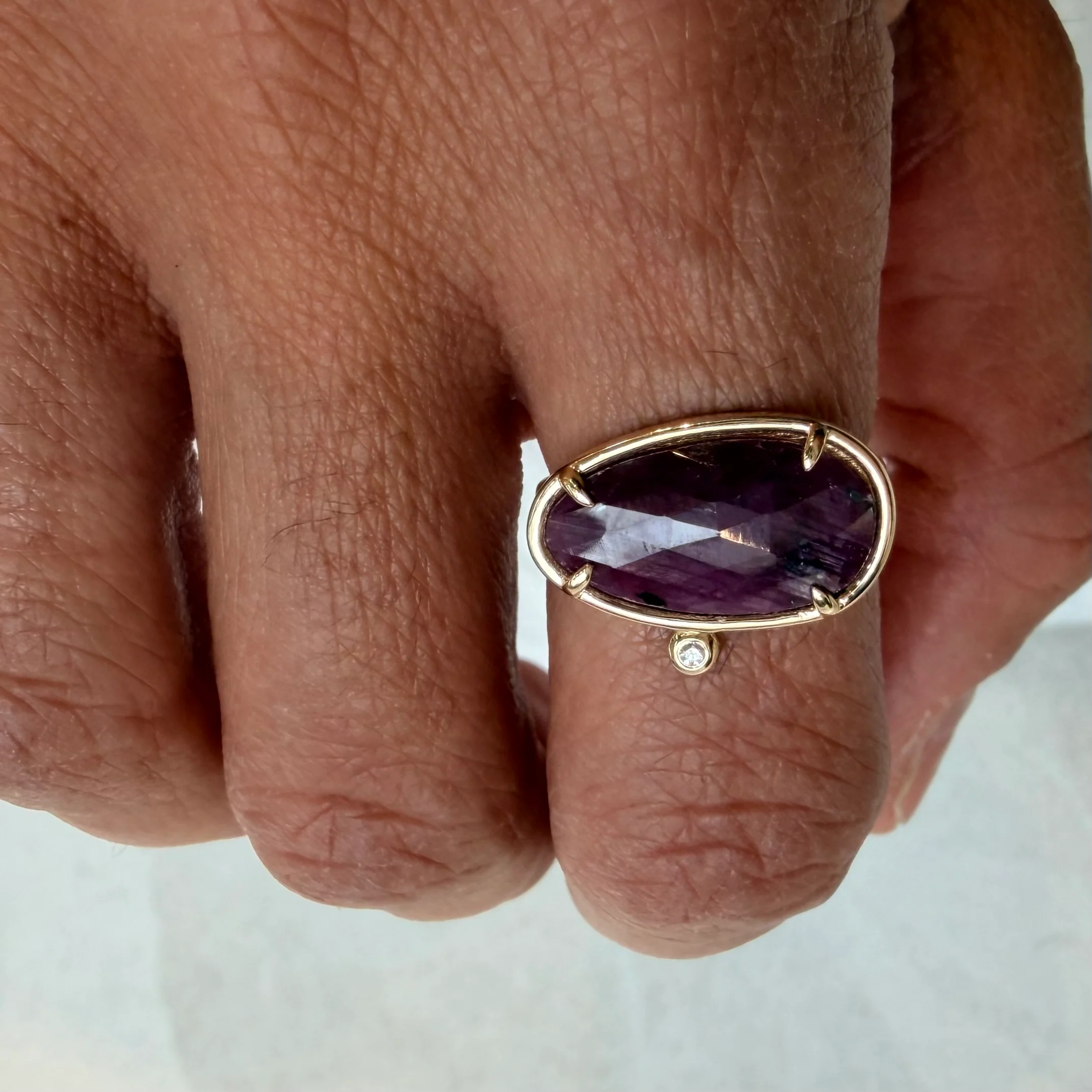 Crimson Whisper – 14K Gold Ring with Ruby & Diamond - Image 2