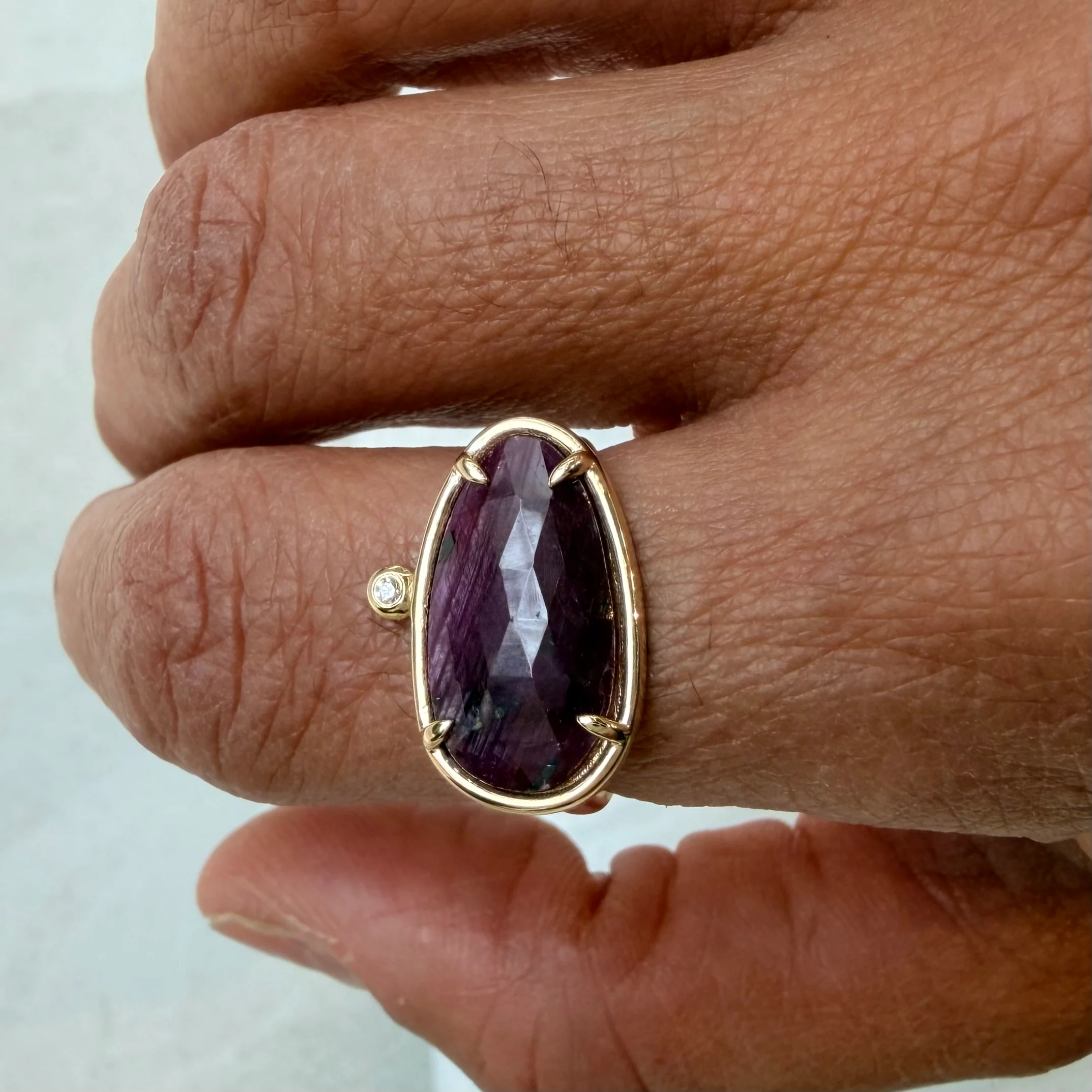 Crimson Whisper – 14K Gold Ring with Ruby & Diamond - Image 4