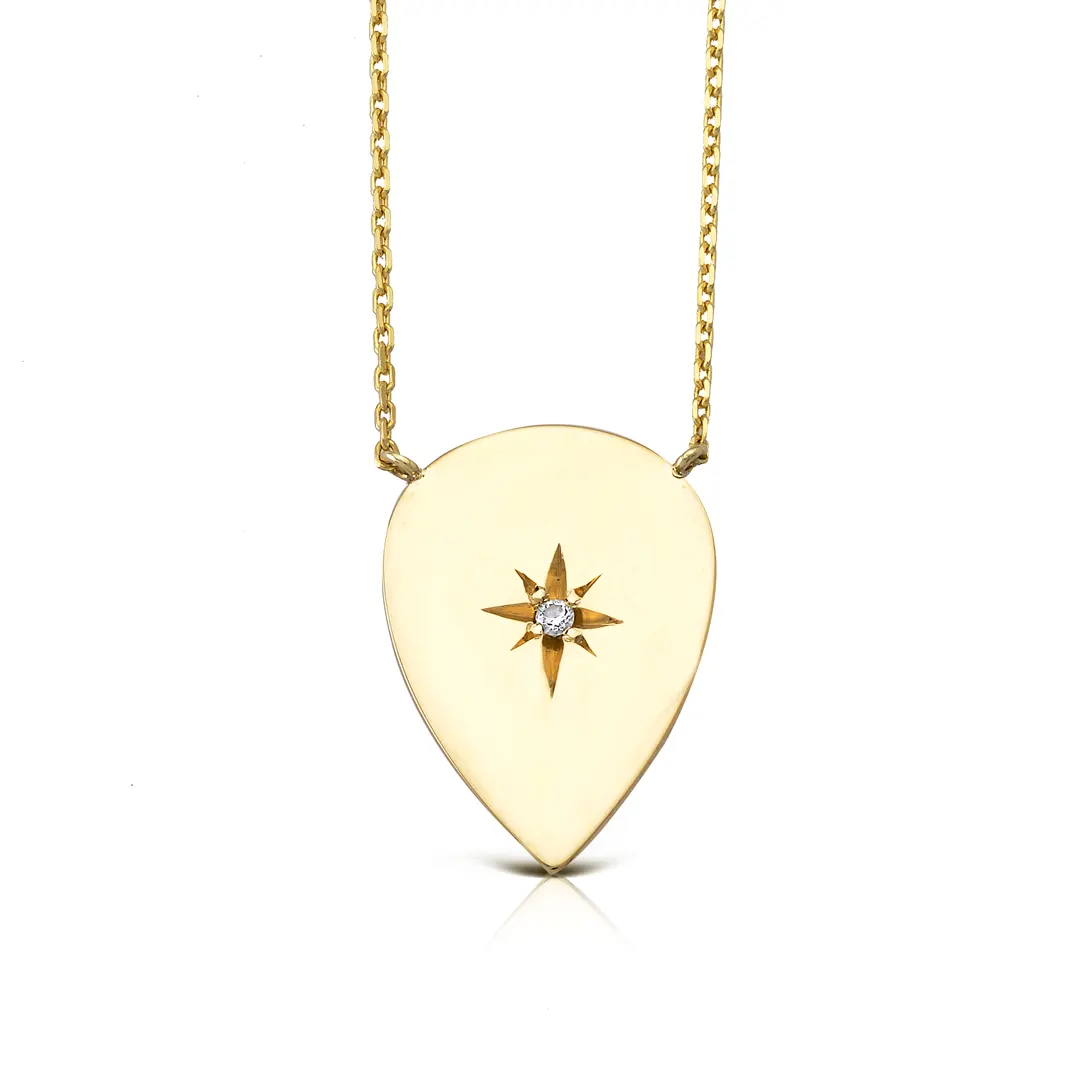 14K Gold Drop Diamond Star Necklace (big)
