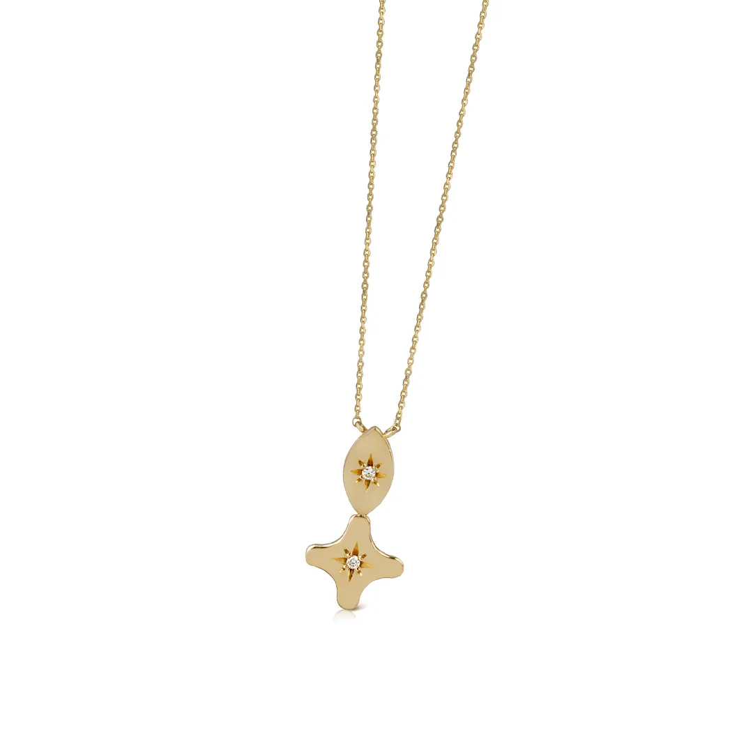Navette and Star Diamond Necklace - Image 3