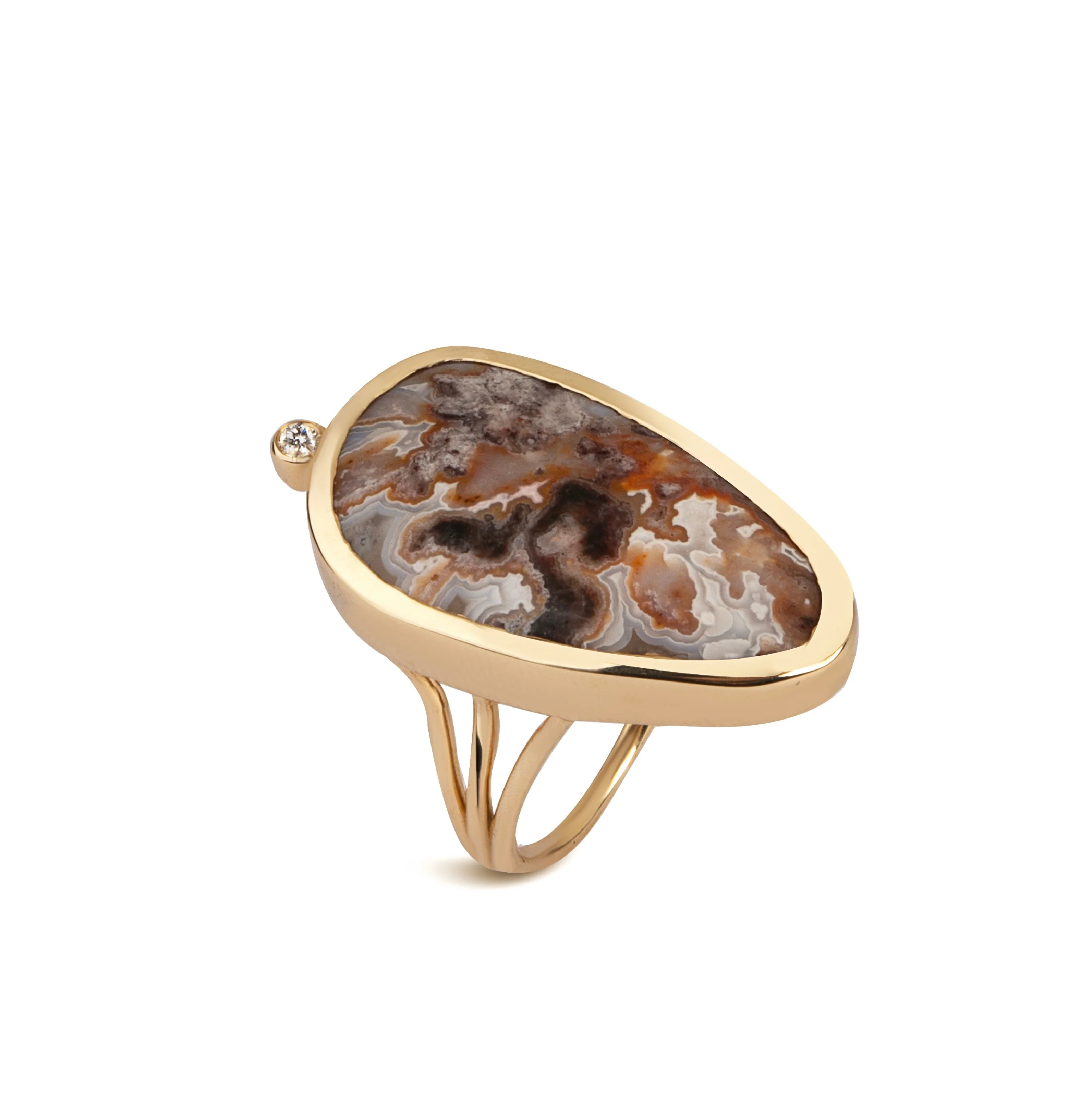 Burgundy Veil — Lace Agate & Diamond Ring - Image 3