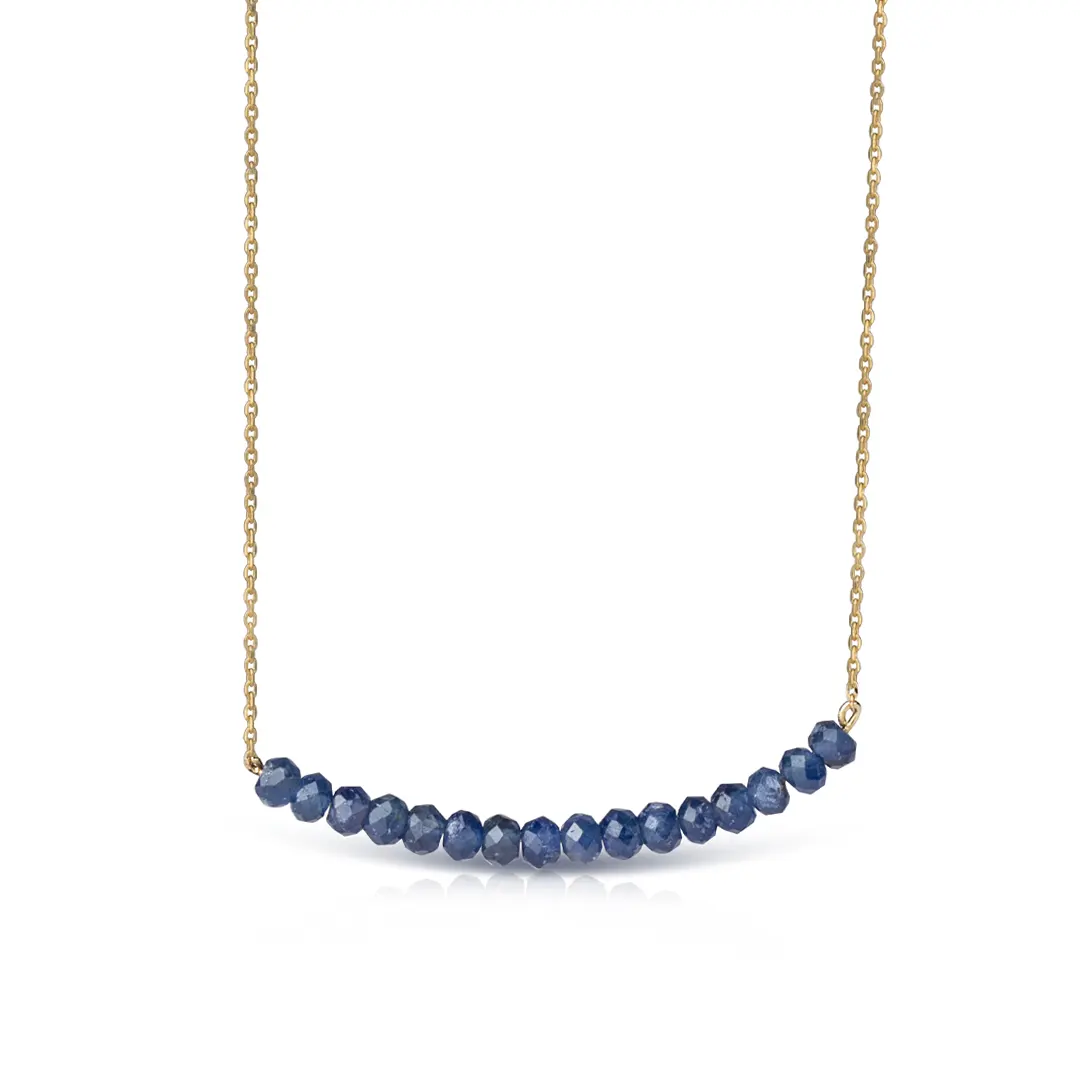 14K Gold Rough Sapphires Inline Necklace