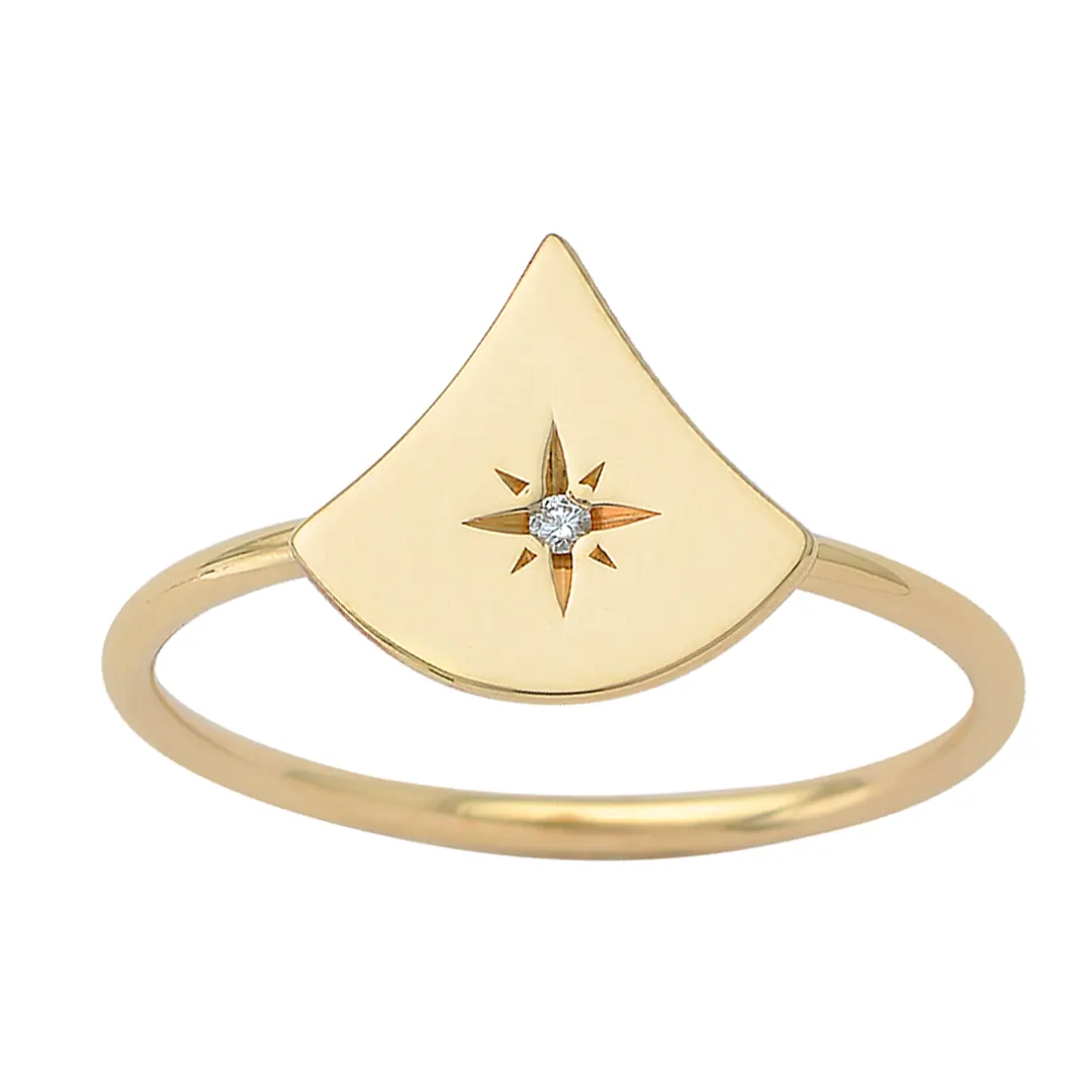 Tiny Almost Triangle Diamond Star Ring - Image 2