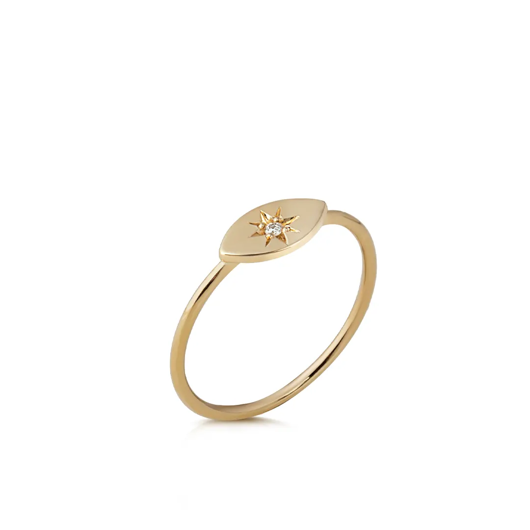 Tiny Navette Diamond Star Ring